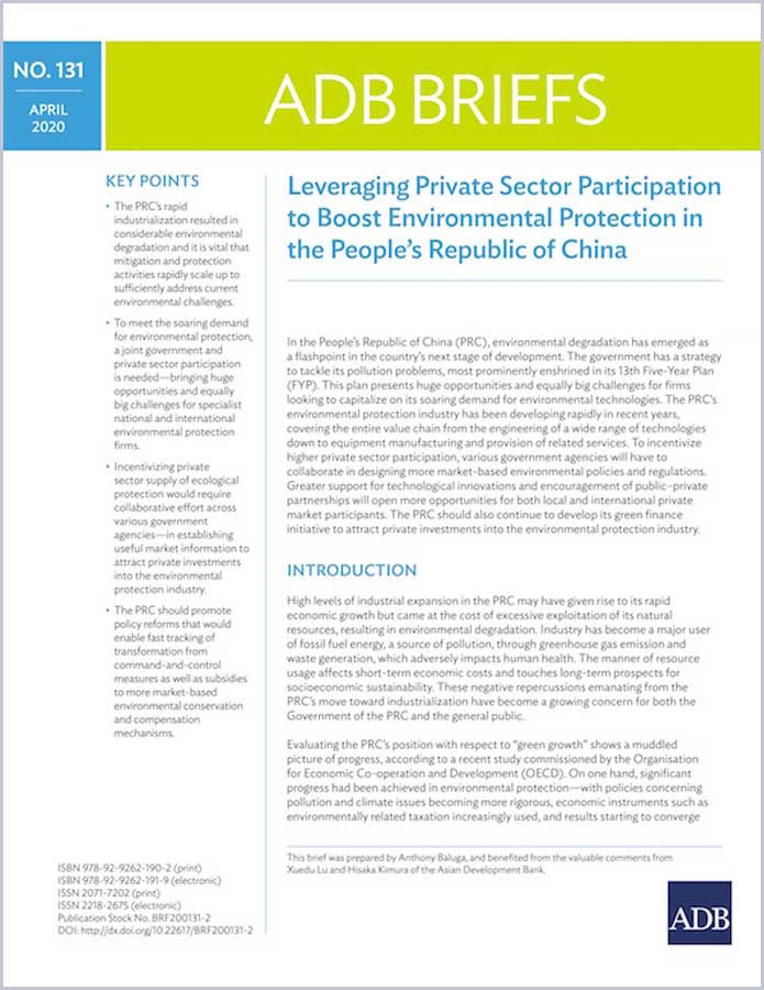 Leveraging Private Sector Participation to Boost Environmental Protection in the People’s Republic of China