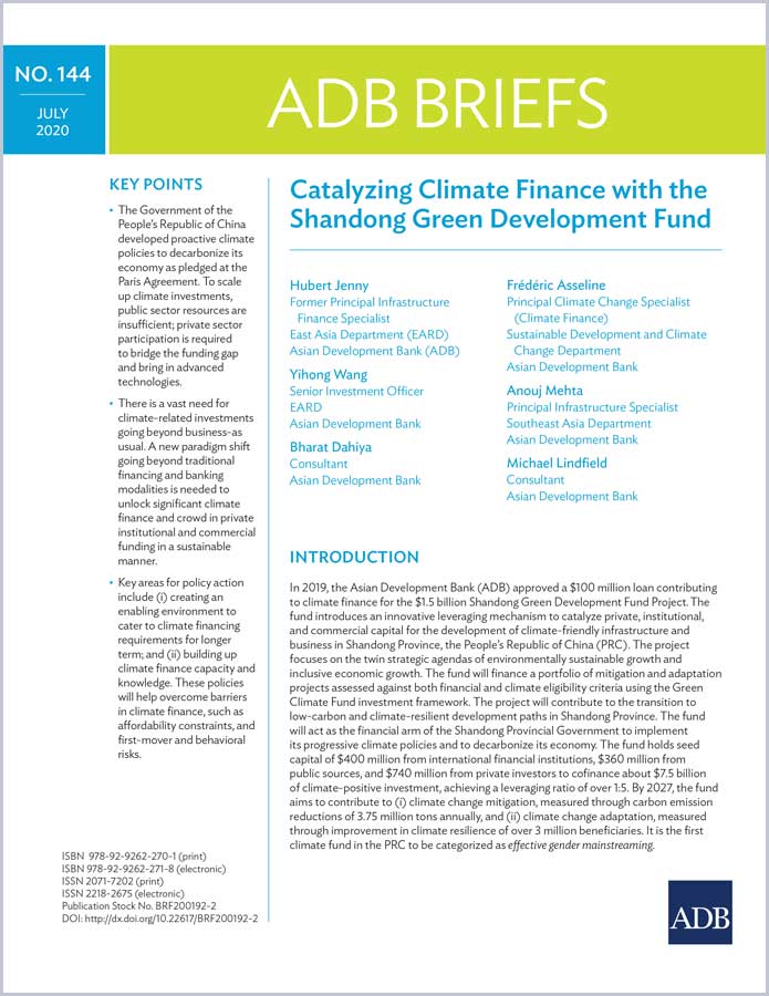Catalyzing Climate Finance With the Shandong Green Development Fund