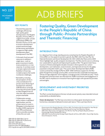 Fostering Quality, Green Development in the PRC through Public–Private Partnerships and Thematic Financing