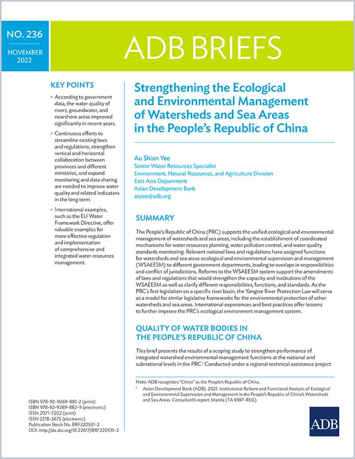 Strengthening the Ecological and Environmental Management of Watersheds and Sea Areas in the PRC
