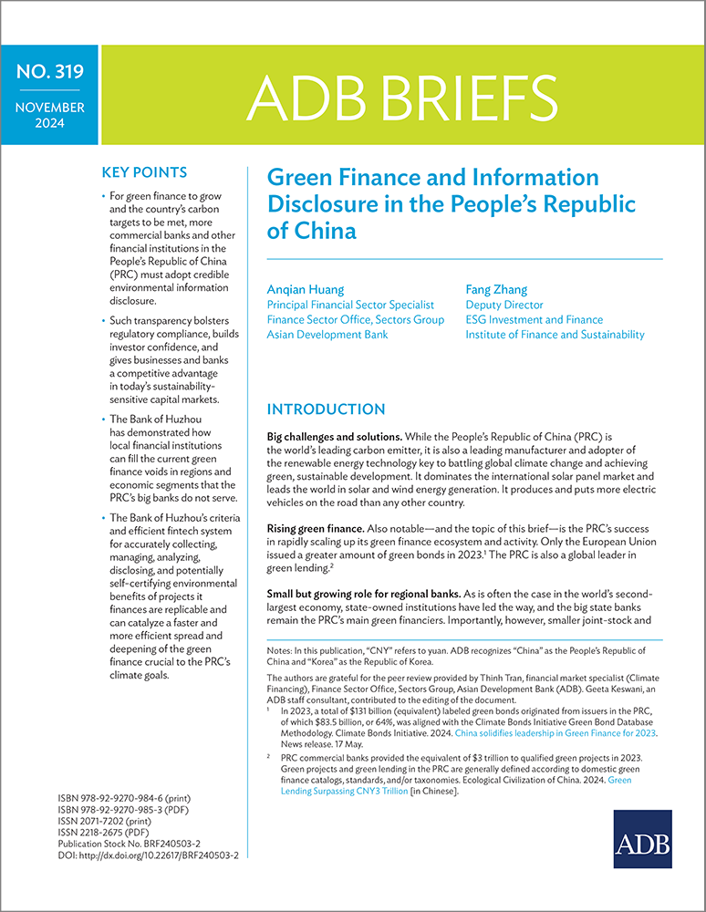 Green Finance and Information Disclosure in the People’s Republic of China