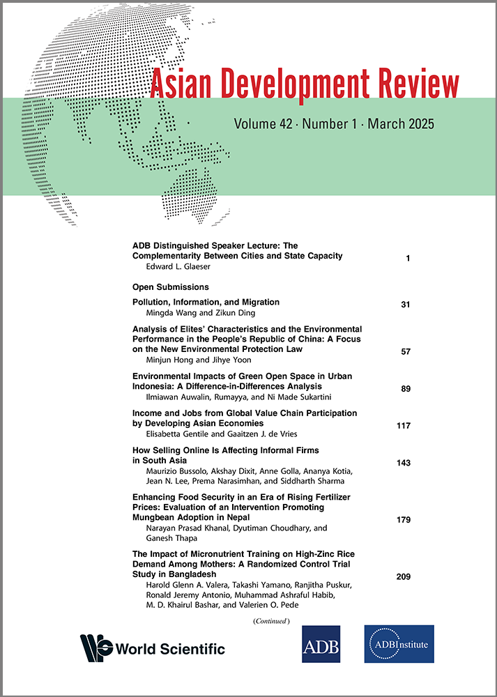 Asian Development Review: Volume 42, Number 1