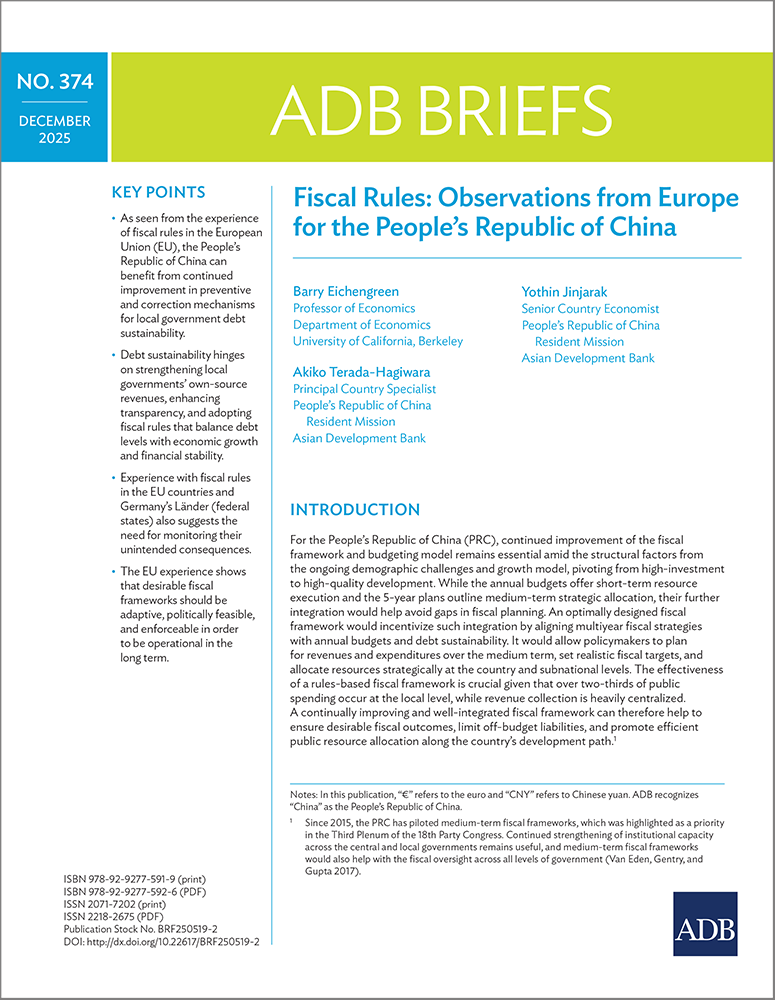 Fiscal Rules: Observations from Europe for the People’s Republic of China