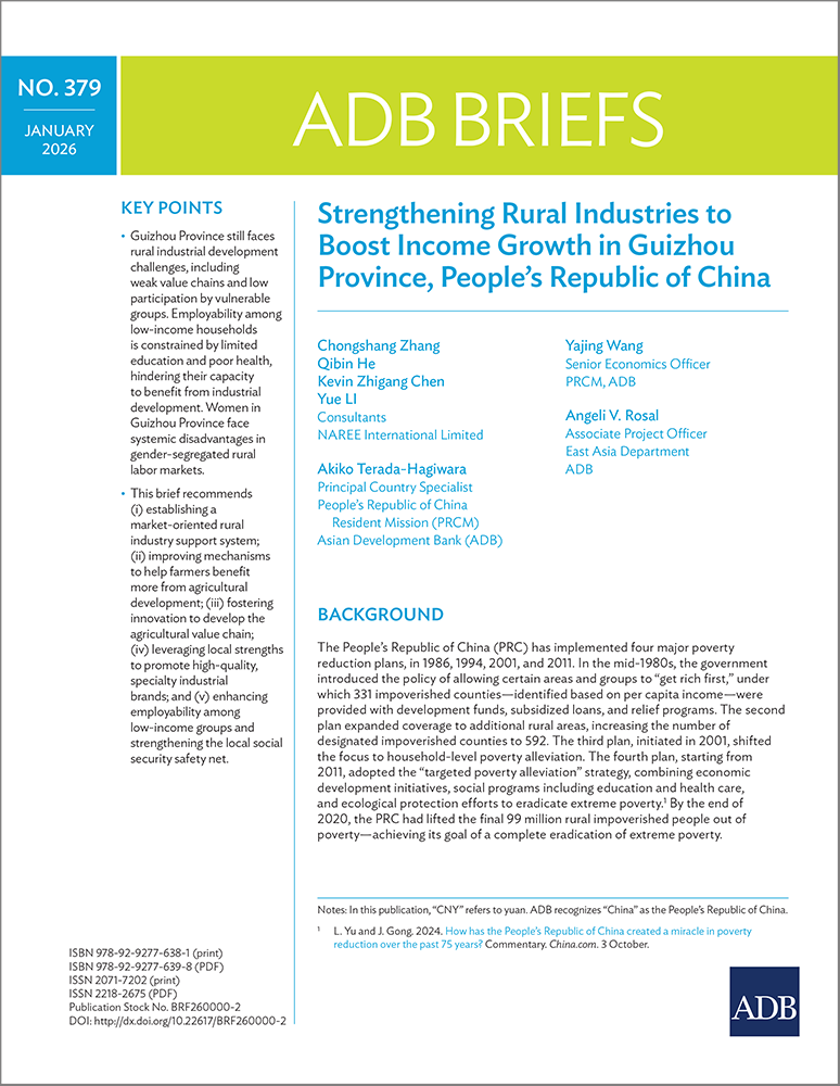 Strengthening Rural Industries to Boost Income Growth in Guizhou Province, the People’s Republic of China